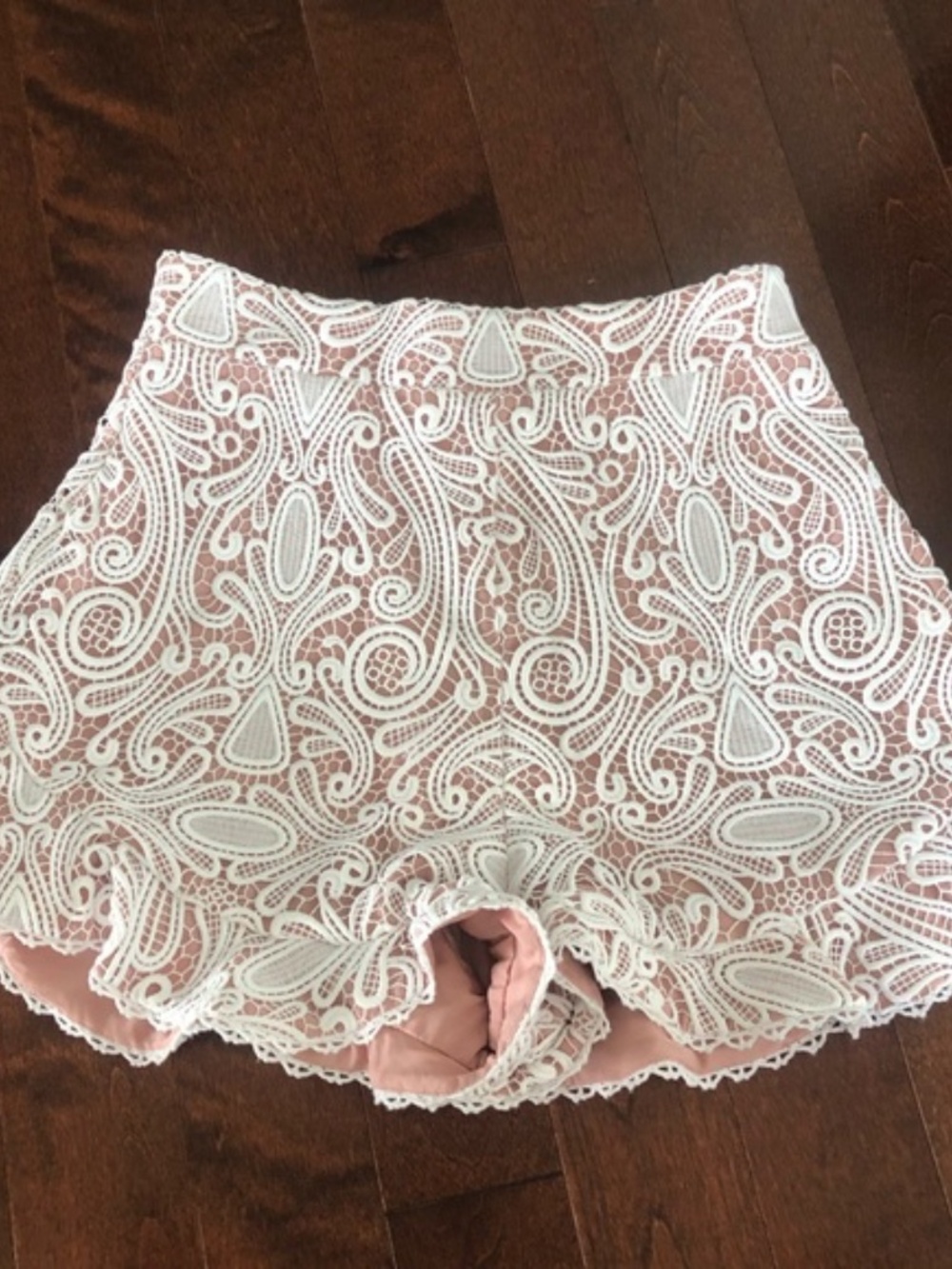 Alexie Lace Ruffle High Waisted Shorts (Size Medium)